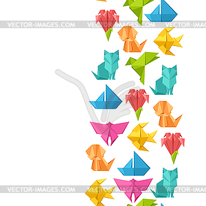 Seamless pattern with origami toys - vector clipart