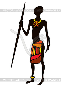 Stylized African male hunter warrior - vector image