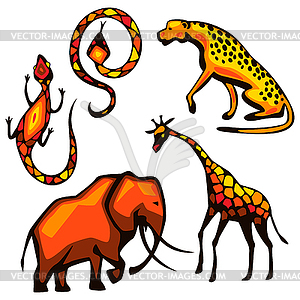Set of African animals. savannah wildlife - vector clipart