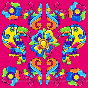 Mexican talavera ceramic tile pattern with - stock vector clipart