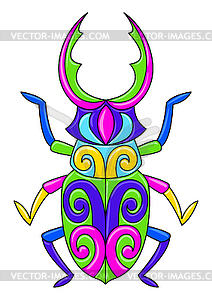 Decorative ornamental stylized beetle. Mexican - vector clipart