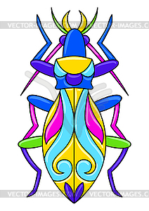 Decorative ornamental stylized beetle. Mexican - vector image