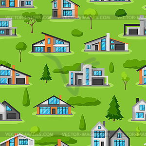 Seamless pattern with modern luxury houses. Real - vector clipart