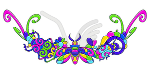 Decorative frame with stylized bugs and insects. - vector image