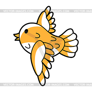 Cute little flying bird. Cartoon icon - vector clipart