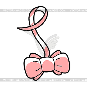 Pink bow toy. Cartoon icon - vector clip art