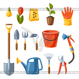 Set of garden tools and equipment. Gardening  - vector clipart