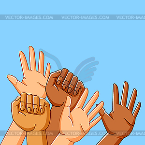 Hands with banner. Picket sign or protest placard - vector clip art