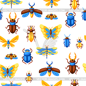 Seamless pattern with insects. Stylized butterflies - vector image