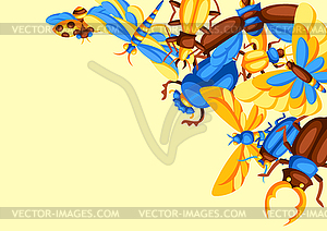 Background with insects. Stylized butterflies, - vector clipart