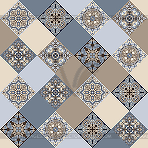 Portuguese azulejo ceramic tile seamless pattern. - vector clipart