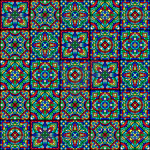 Stained-glass window with colored piece. - vector EPS clipart