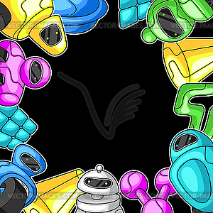 Background with robots. Teenage creative . Trendy - vector clipart