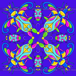 Mexican talavera ceramic tile pattern with - vector image