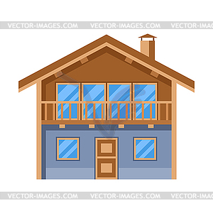 Деревянный дом-шале. Рекламный значок для путешествий - клипарт в векторе / векторное изображение