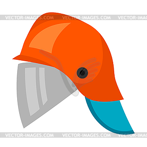 Fireman helmet. Firefighting item. Adversting icon - vector image