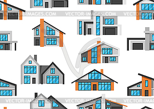 Seamless pattern with modern luxury houses - vector clipart