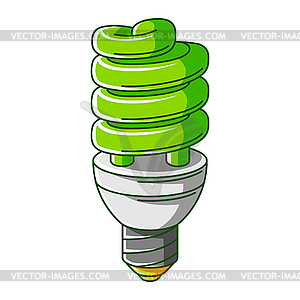 Energy saving light bulb. Ecology icon and green - vector EPS clipart