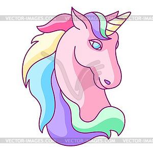 Fantasy pretty unicorn with colorful mane. Fairytal - vector clipart