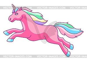 Fantasy pretty unicorn with colorful mane. Fairytal - vector clipart