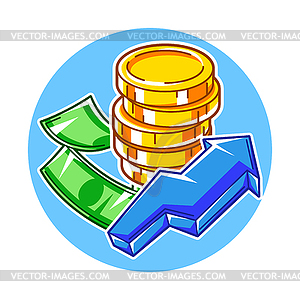 Banking with money items. Business and finance - vector image