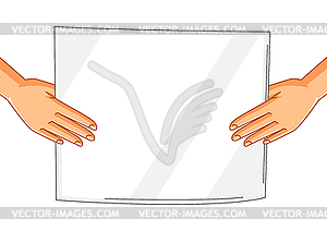 Hands with banner. Picket sign or protest placard o - stock vector clipart