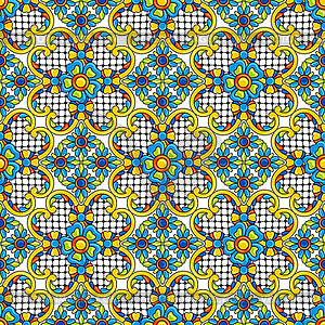 Mexican talavera ceramic tile seamless pattern. - vector clipart