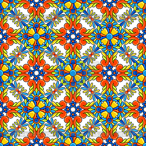 Mexican talavera ceramic tile seamless pattern. - vector EPS clipart