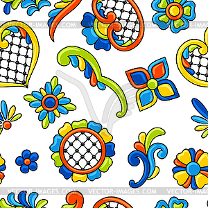 Mexican talavera seamless pattern. Decorative - vector clipart