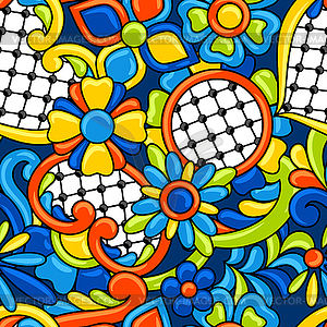 Mexican talavera seamless pattern. Decorative - vector image