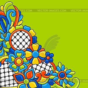 Background with mexican talavera pattern. Decoratio - vector clip art