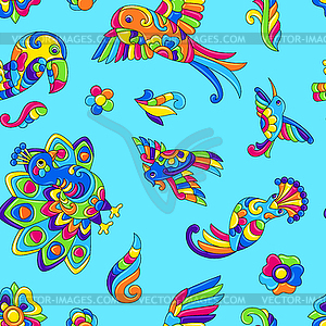 Seamless pattern with tropical birds. Mexican - vector clipart