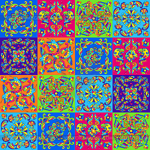 Mexican talavera ceramic tile pattern with - royalty-free vector image