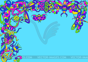 Decorative background with stylized bugs and - vector image