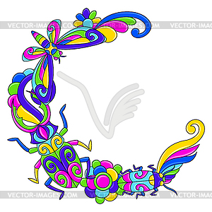 Decorative frame with stylized bugs and insects. - vector clip art