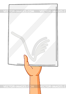 Hand with banner. Picket sign or protest placard - vector clipart