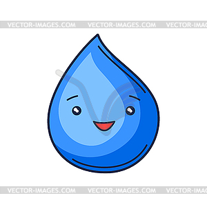 Cute kawaii rain drop. Funny seasonal child  - vector image