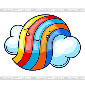 Cute kawaii rainbow with cloud. Funny seasonal chil - vector image