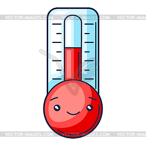 Cute kawaii thermometer. Funny seasonal child  - vector image