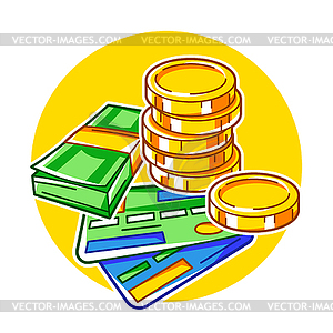 Banking with money items. Business and finance - vector image