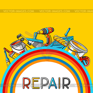 Background with repair working tools. Equipment - vector clip art