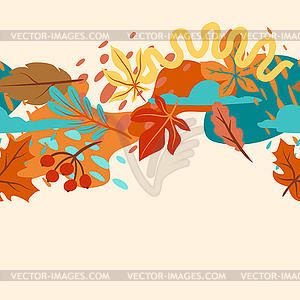 Seamless floral pattern with autumn foliage. - vector clipart