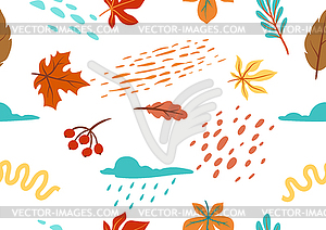 Seamless floral pattern with autumn foliage. - vector image