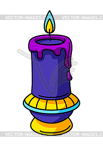 Magic antique candle on candlestick. Mystic, - vector clipart