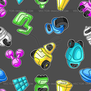 Seamless pattern with robots - vector clipart