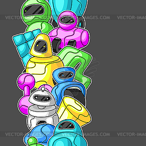 Бесшовный фон с роботами - клипарт в векторе