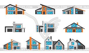 Набор современных роскошных домов - изображение в векторном виде