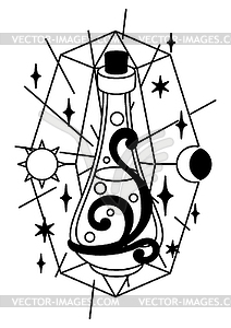 Magic with elixir. Mystic, alchemy, spirituality an - vector image