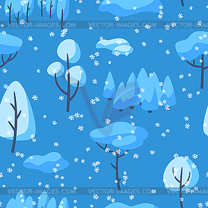 Winter seamless pettern with forest, trees and - vector image