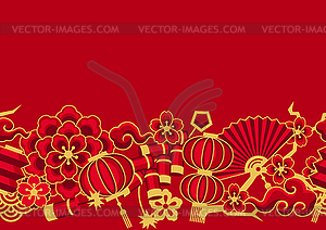 Happy Chinese New Year ceamless pattern. - color vector clipart